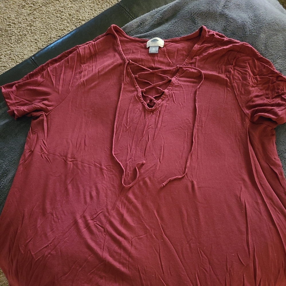 Lace up front tee